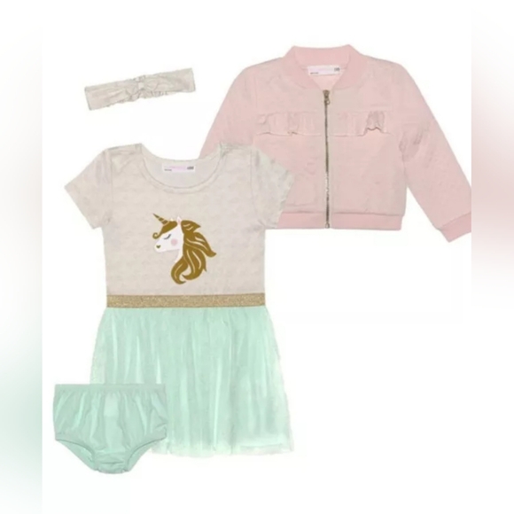 Young Hearts Baby Girls Short Sleeve 2-pc. Dress Set Pink Color Size 18M - Picture 2 of 9